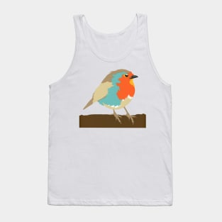 Robin on Branch Original Paper Art Gift for Bird Watchers Tank Top